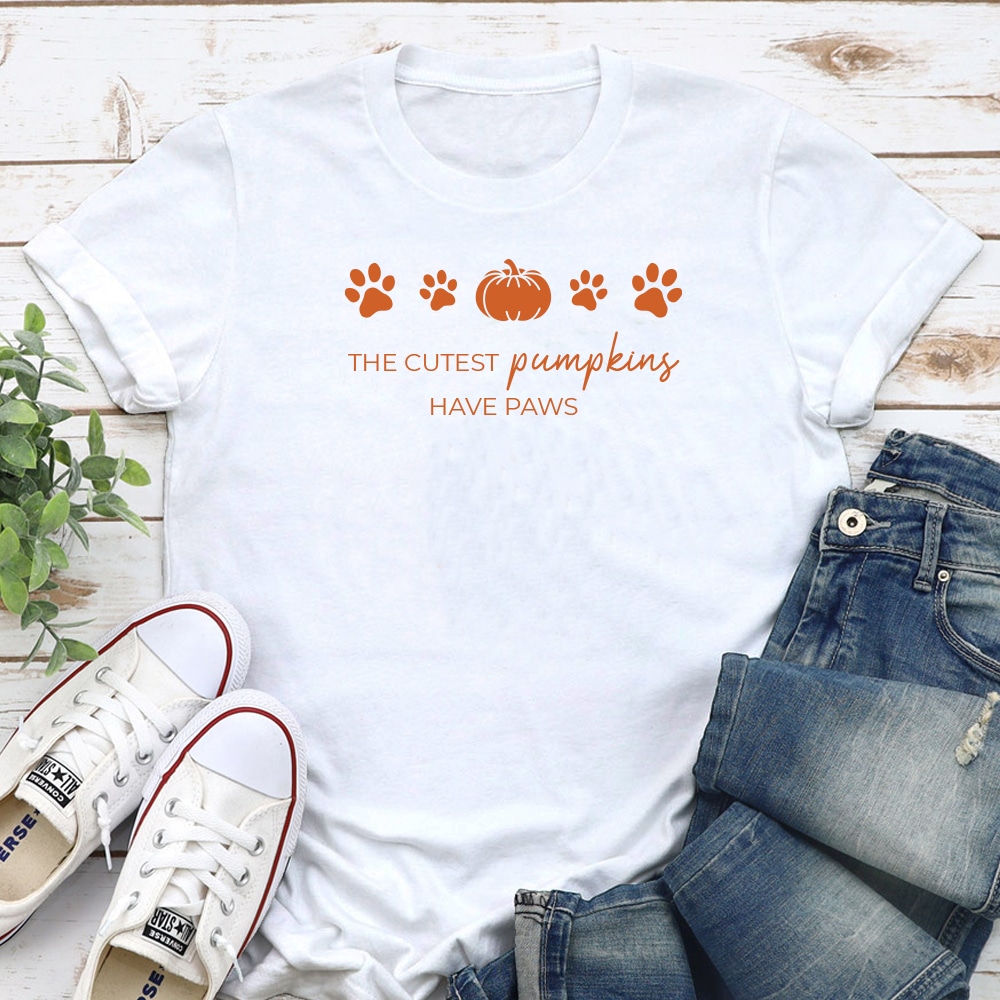 The Cutest Pumpkins Have Paws Standard Tee White