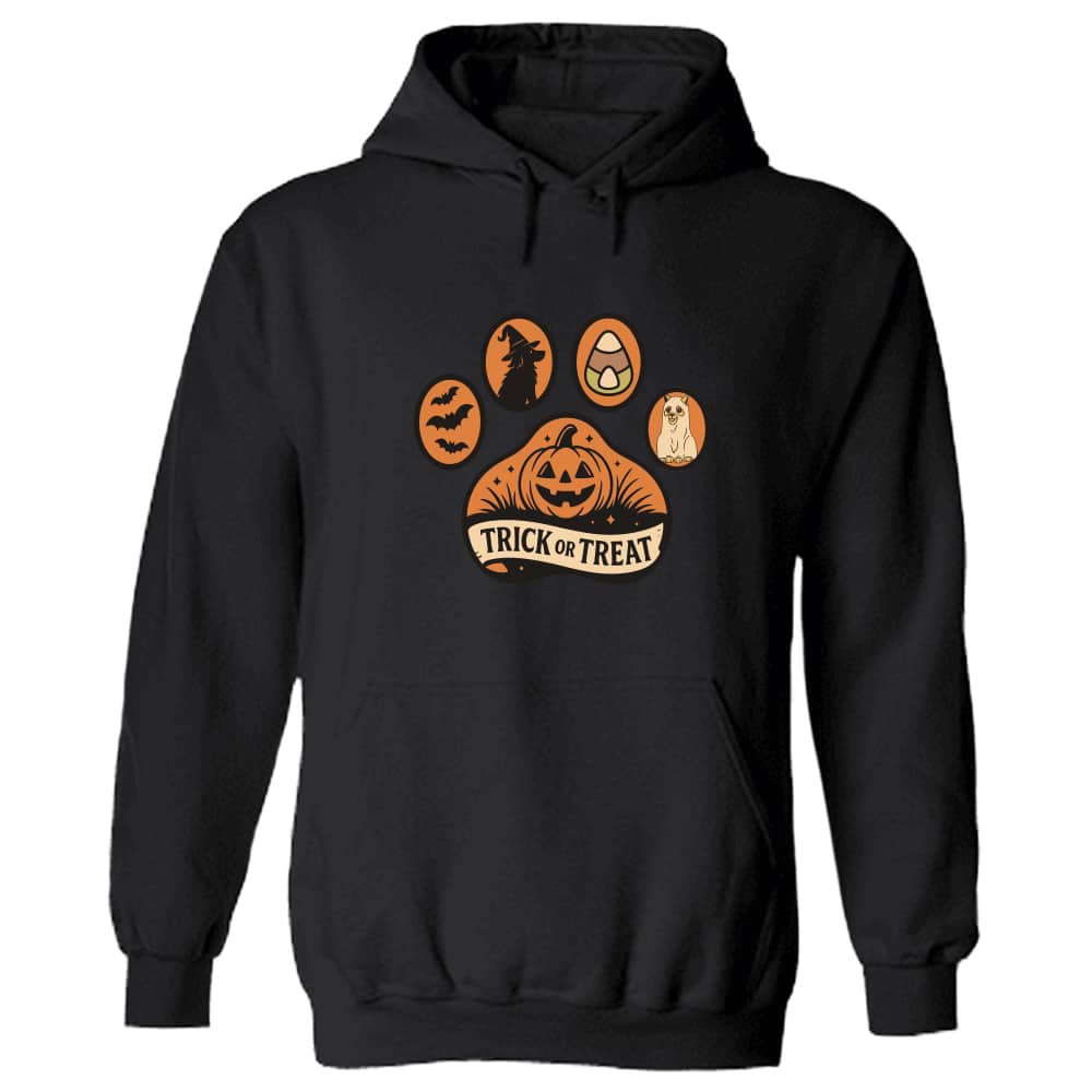 Trick Or Treat Paw Hoodie Black