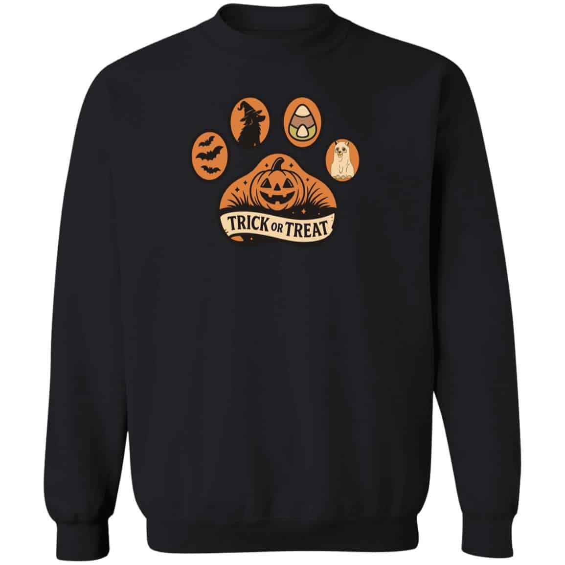 Trick Or Treat Paw Sweatshirt Black