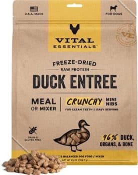 Vital Essentials Crunchy Mini Nibs Raw Duck Entree Freeze-Dried Dog Food & Topper