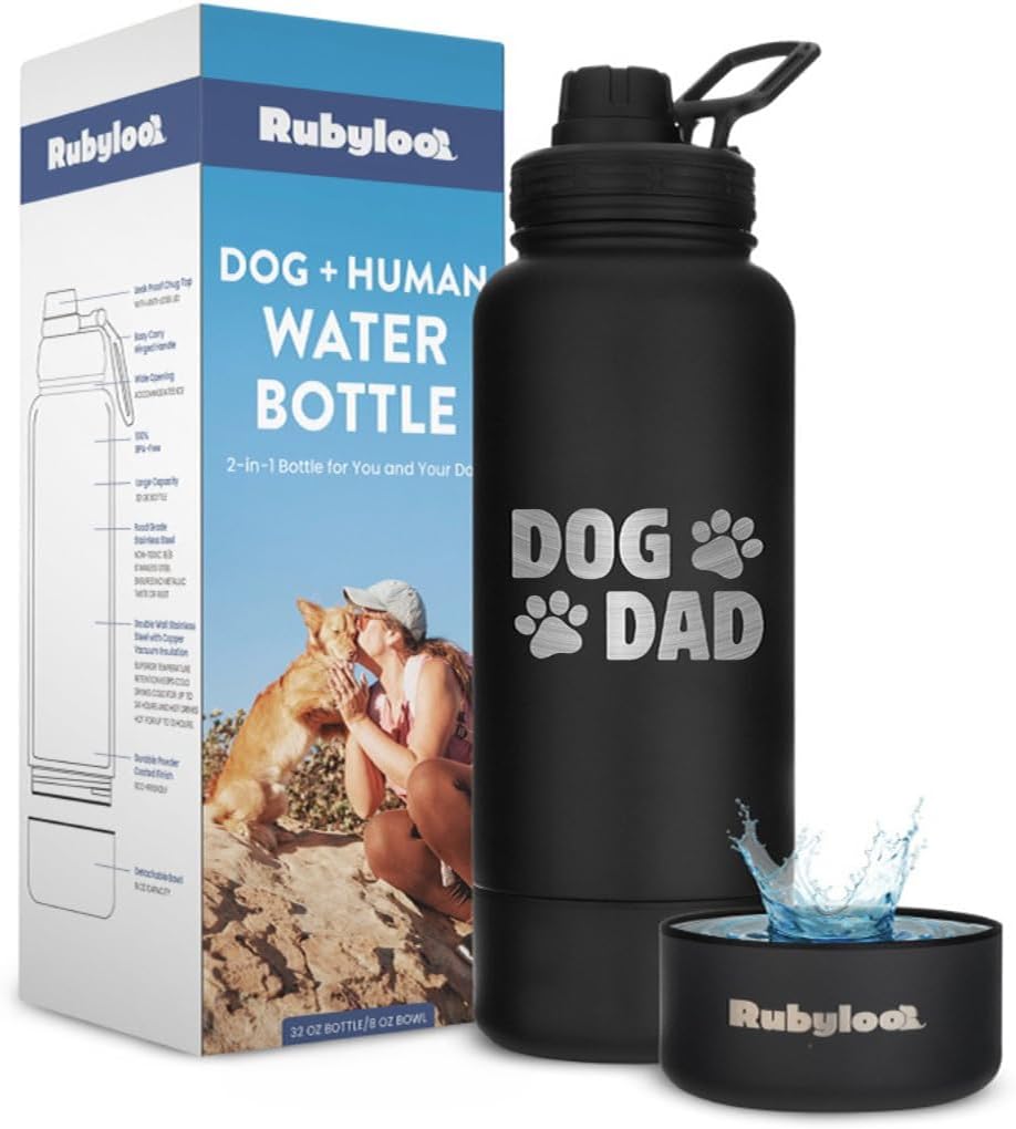 Dog Dad Water Bottle with Detachable Bowl