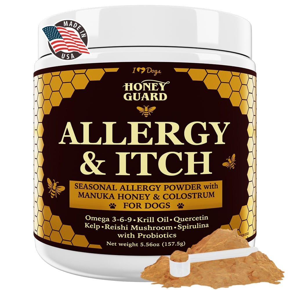 FREE Paw & Nose Healing Balm With Purchase of Honey Guard™ – Allergy & Itch Omega 3-6-9 Powder for Dogs Extra Strength with Manuka Honey, Quercetin, Colostrum, Krill Oil and Probiotics – 90 Scoops - Image 2