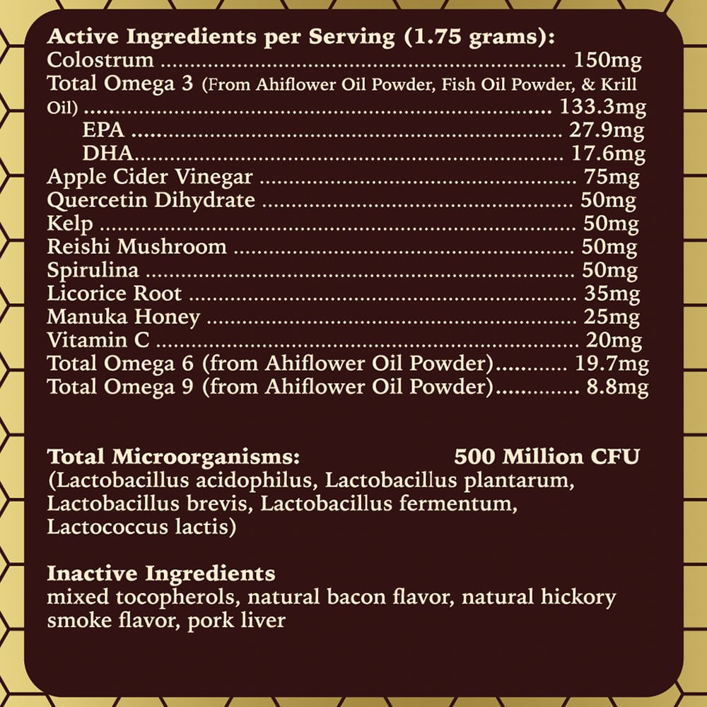 FREE Paw & Nose Healing Balm With Purchase of Honey Guard™ – Allergy & Itch Omega 3-6-9 Powder for Dogs Extra Strength with Manuka Honey, Quercetin, Colostrum, Krill Oil and Probiotics – 90 Scoops - Image 9