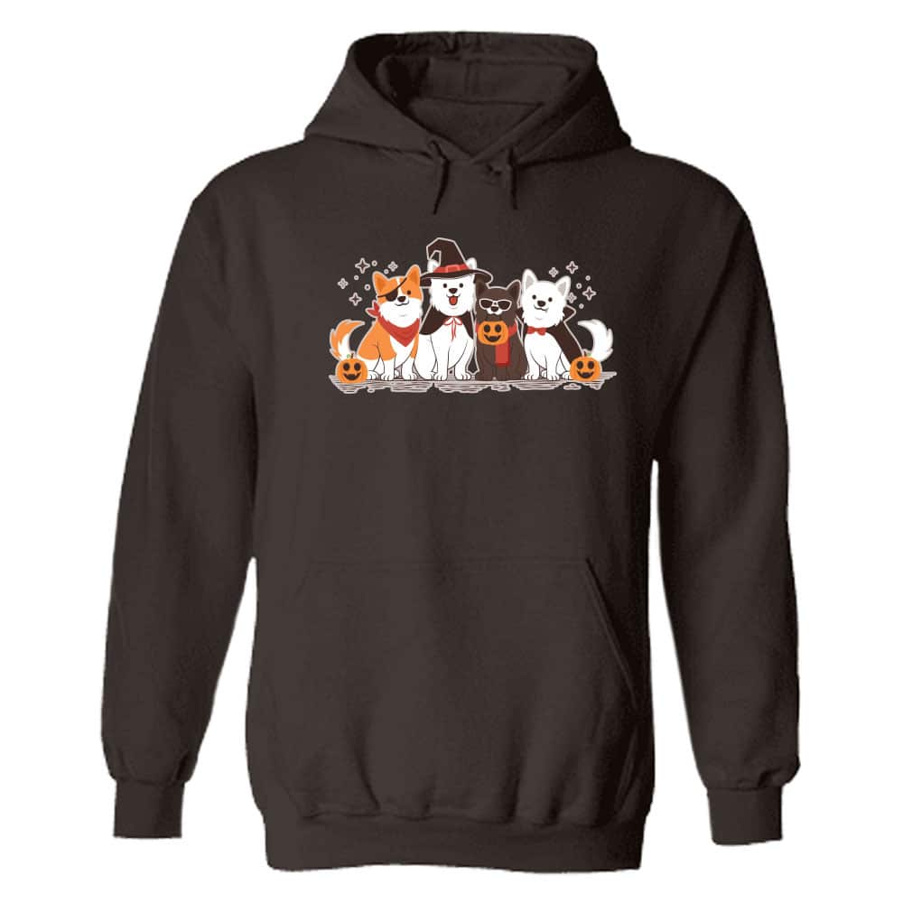 Halloween Dogs Hoodie Brown