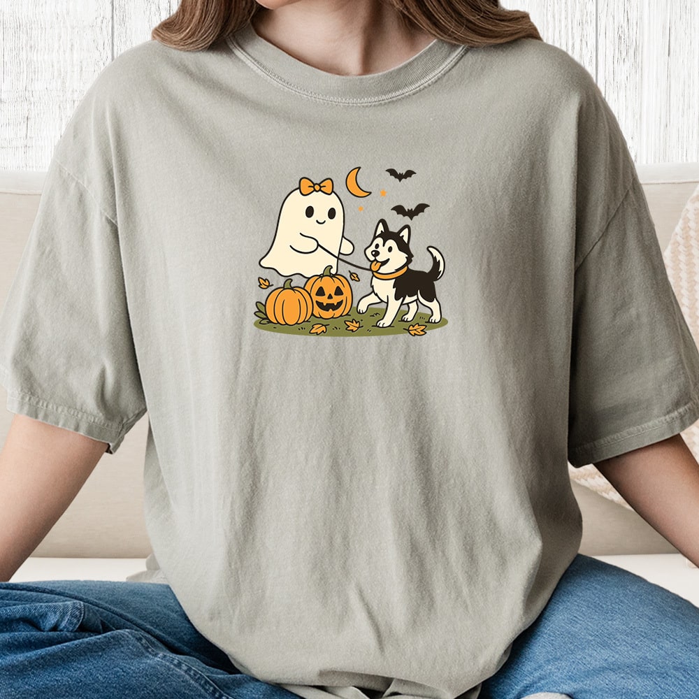 Comfort Colors Husky Halloween Vintage Washed Tee - Sandstone