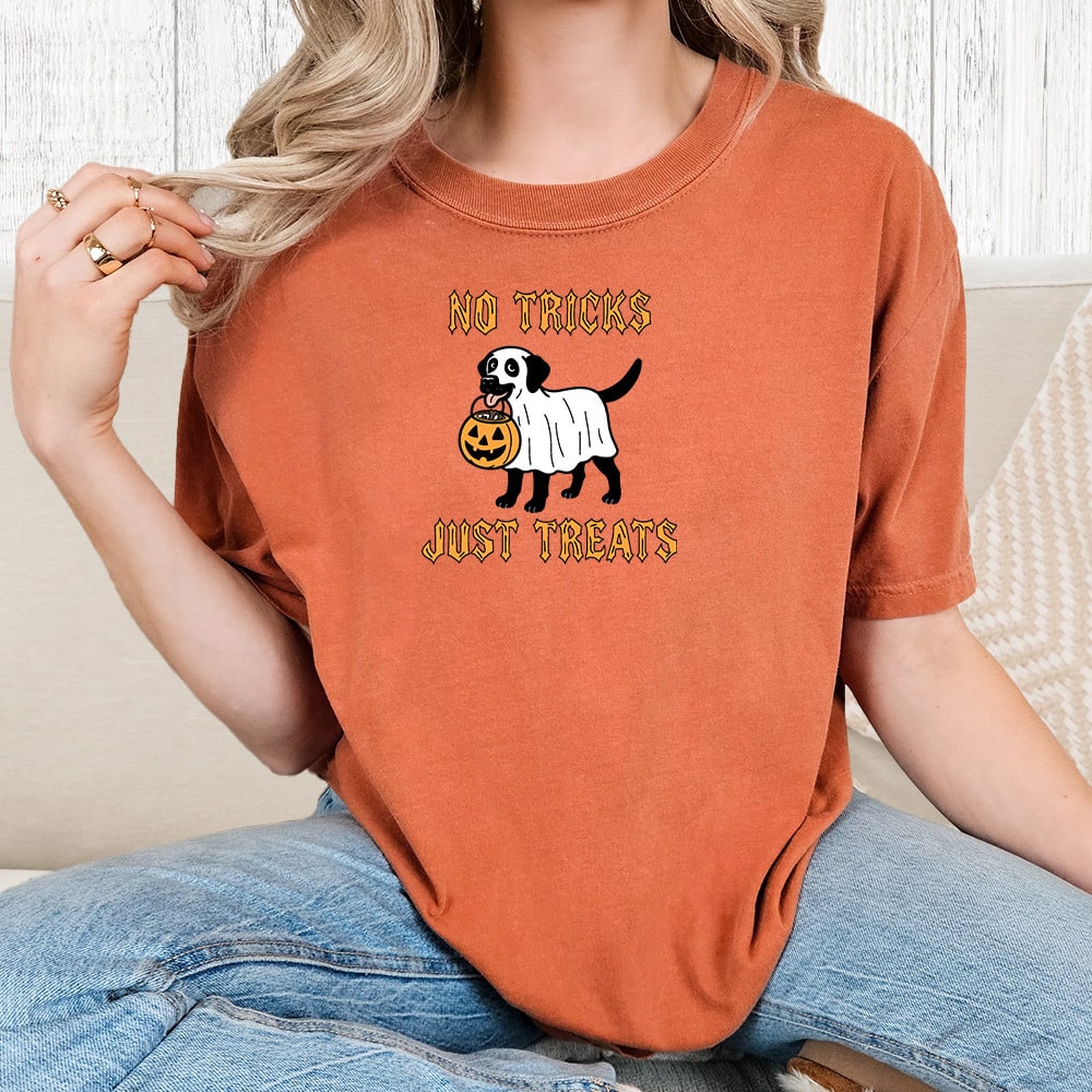 Comfort Colors No Tricks, Just Treats Vintage Washed Tee - Terracotta