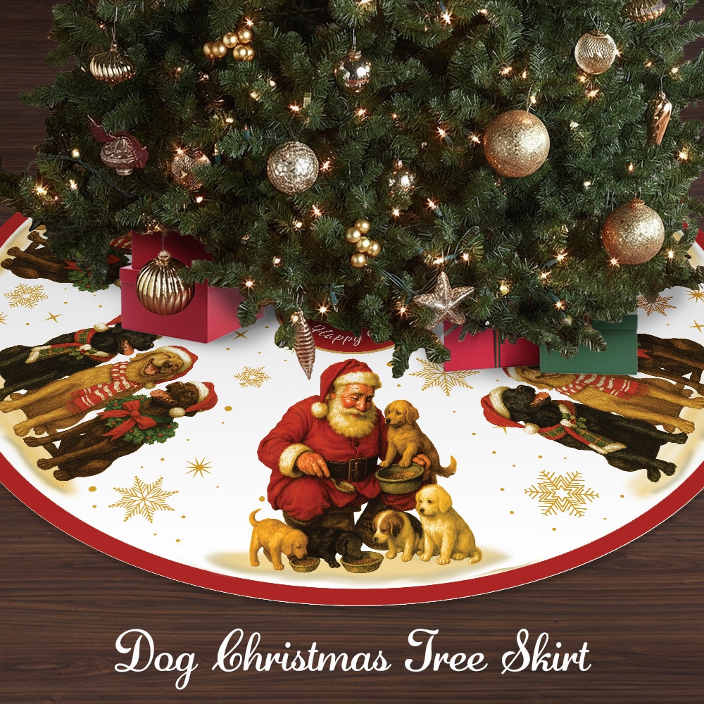 Image of Santa's Light Of Hope for Dogs Christmas Tree Skirt - 48" Holiday Decor- Helps Feed Hungry Shelter Dogs in Need