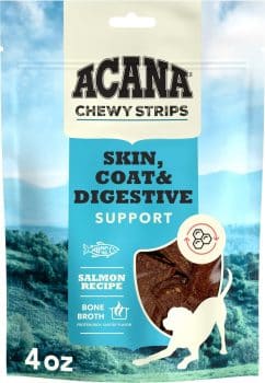 ACANA Chewy Salmon with Skin, Coat, & Digestive Support Strips Dog Treats