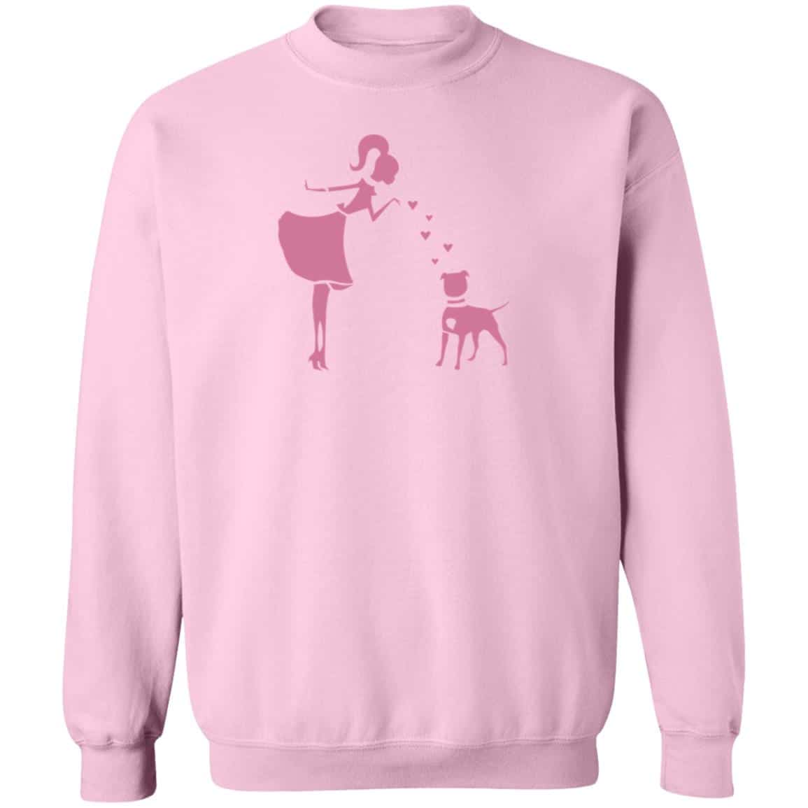 Girl Kisses Dog Sweatshirt Light Pink