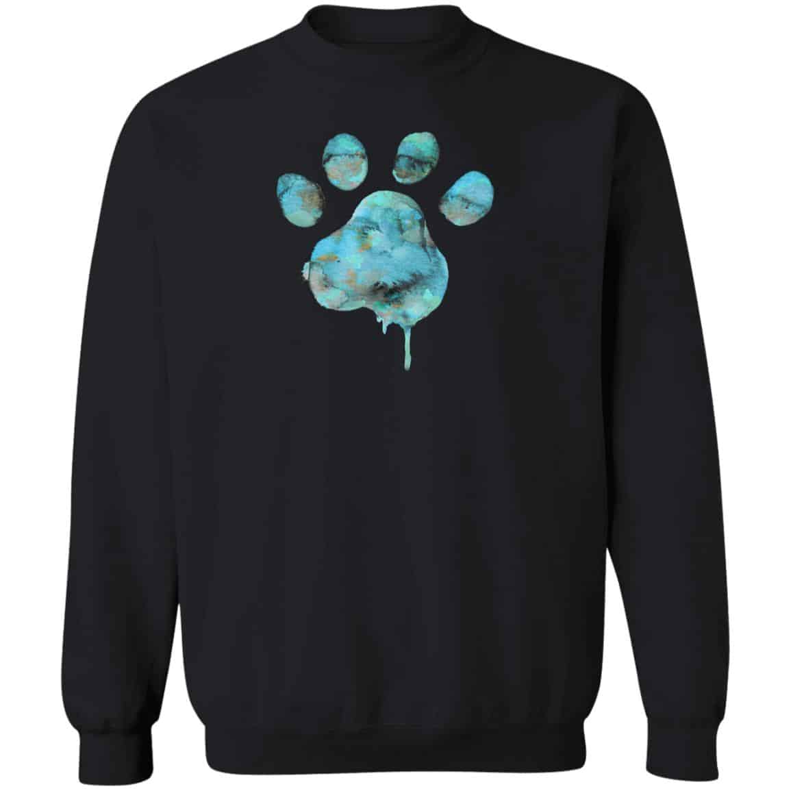 Watercolor Paw Green Sweatshirt Black