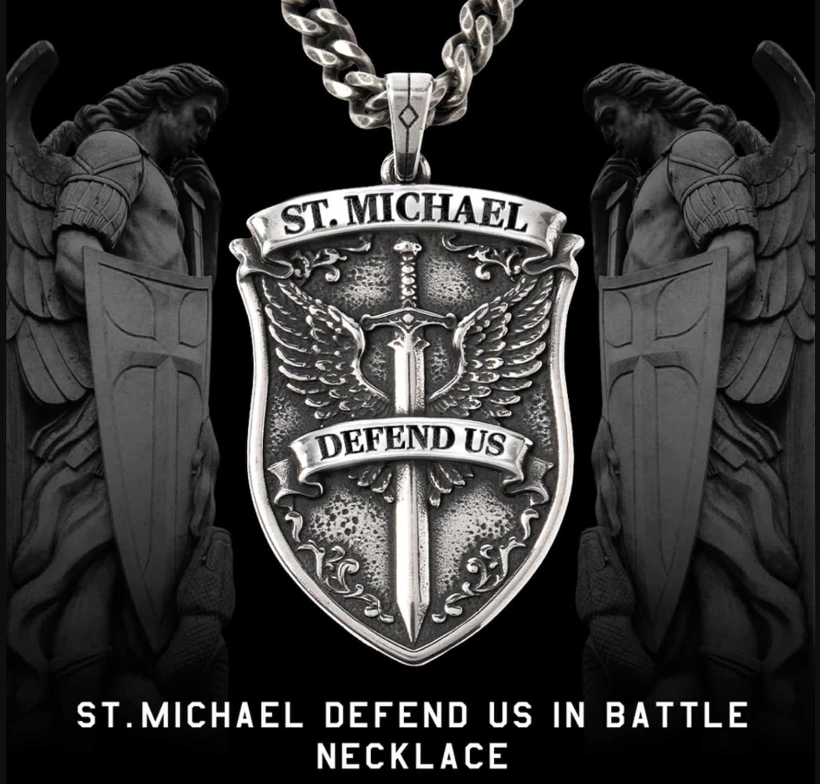 St. Michael’s Shield Defend Us In Battle Necklace