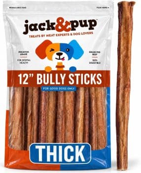 Jack&Pup Bully Sticks for Dogs 12 Inch (5 Ct) Bully Sticks for Large Dogs