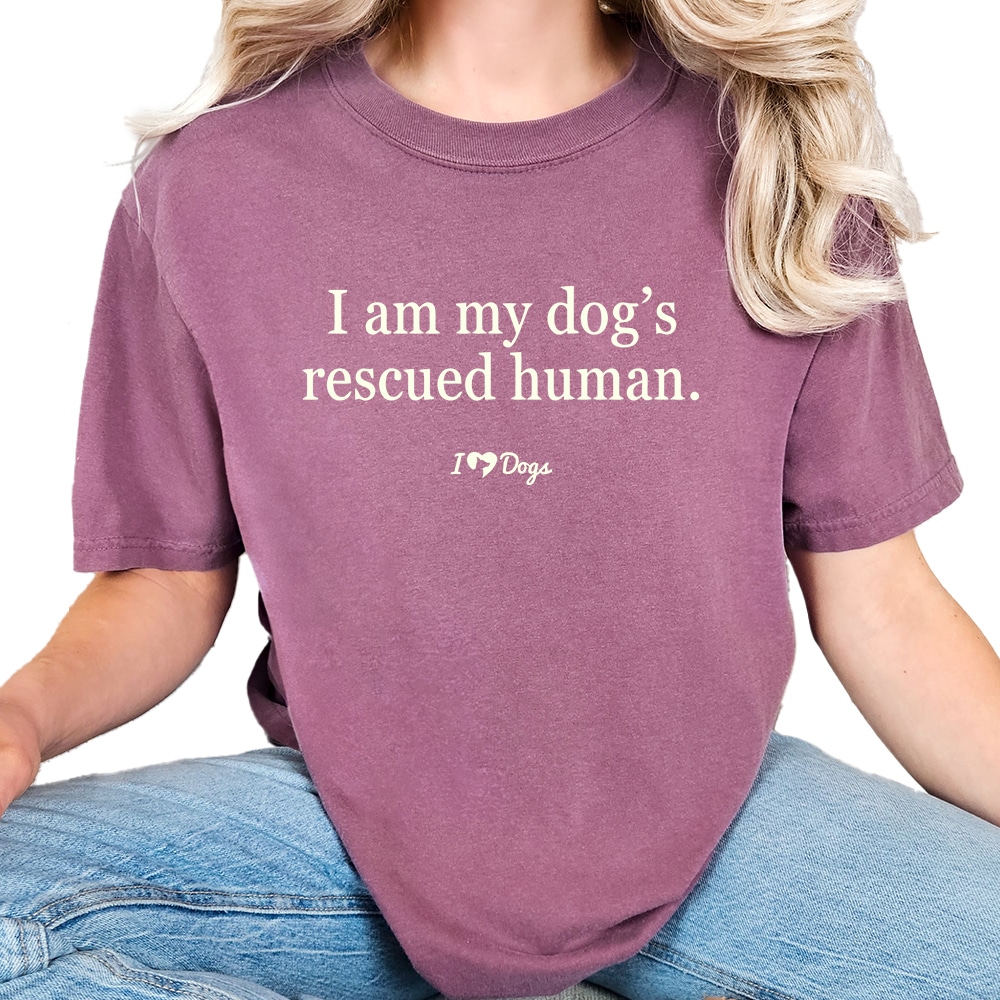 Comfort Colors I Am My Dog’s Rescue Human Vintage Washed Tee - Berry