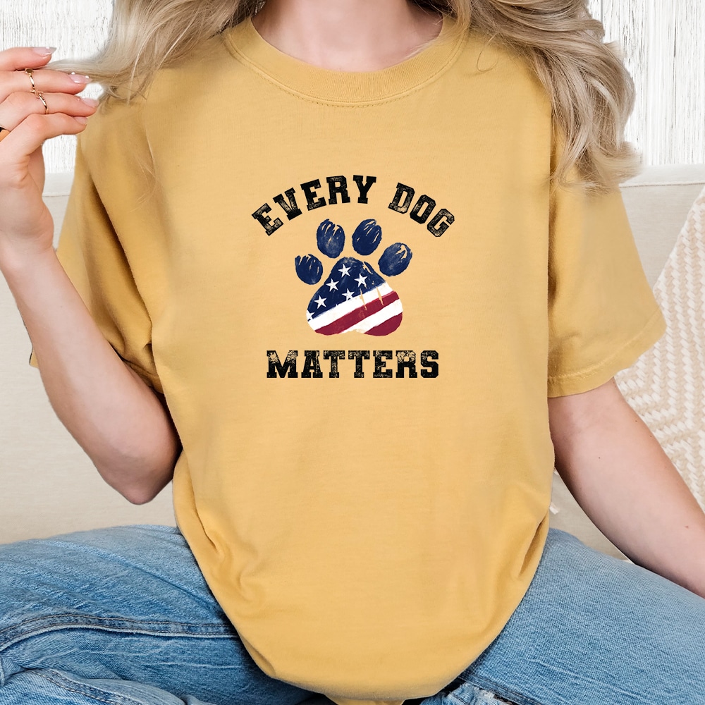 Comfort Colors Every Dog Matters Vintage Washed Tee - Mustard