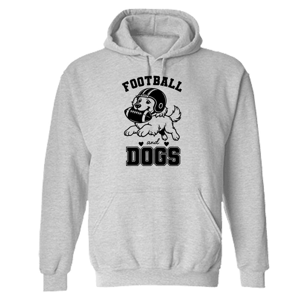 Football And Dogs Hoodie Heather Grey