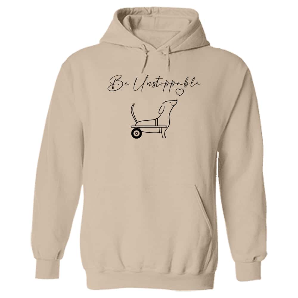 Be Unstoppable - Dachshund Heart Hoodie Sand