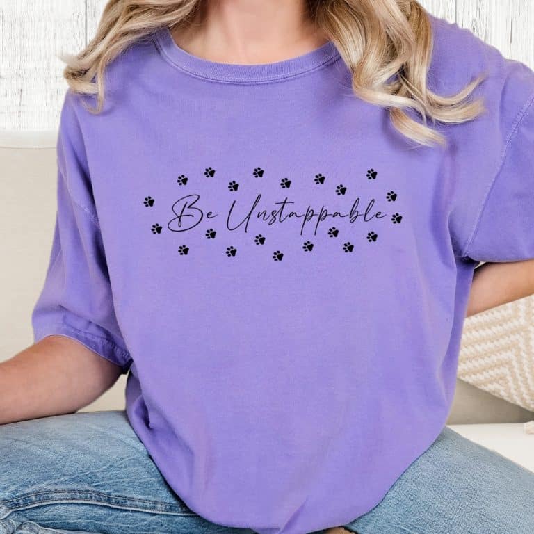 Comfort Colors Be Unstoppable - Paws Vintage Washed Tee - Violet