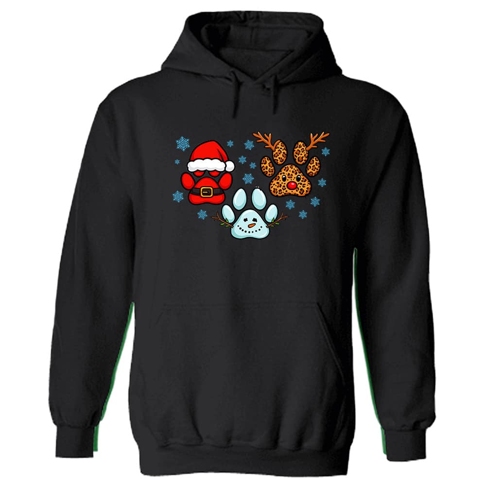 Fun Holiday Paws Hoodie Black