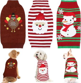 3 Pack Dog Thanksgiving Christmas Sweater