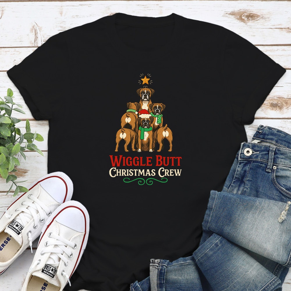 Wiggle Butt Christmas Crew Standard Tee Black