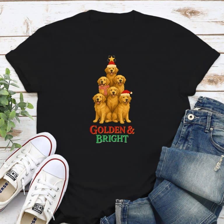 Golden & Bright Golden Retriever Standard Tee Black