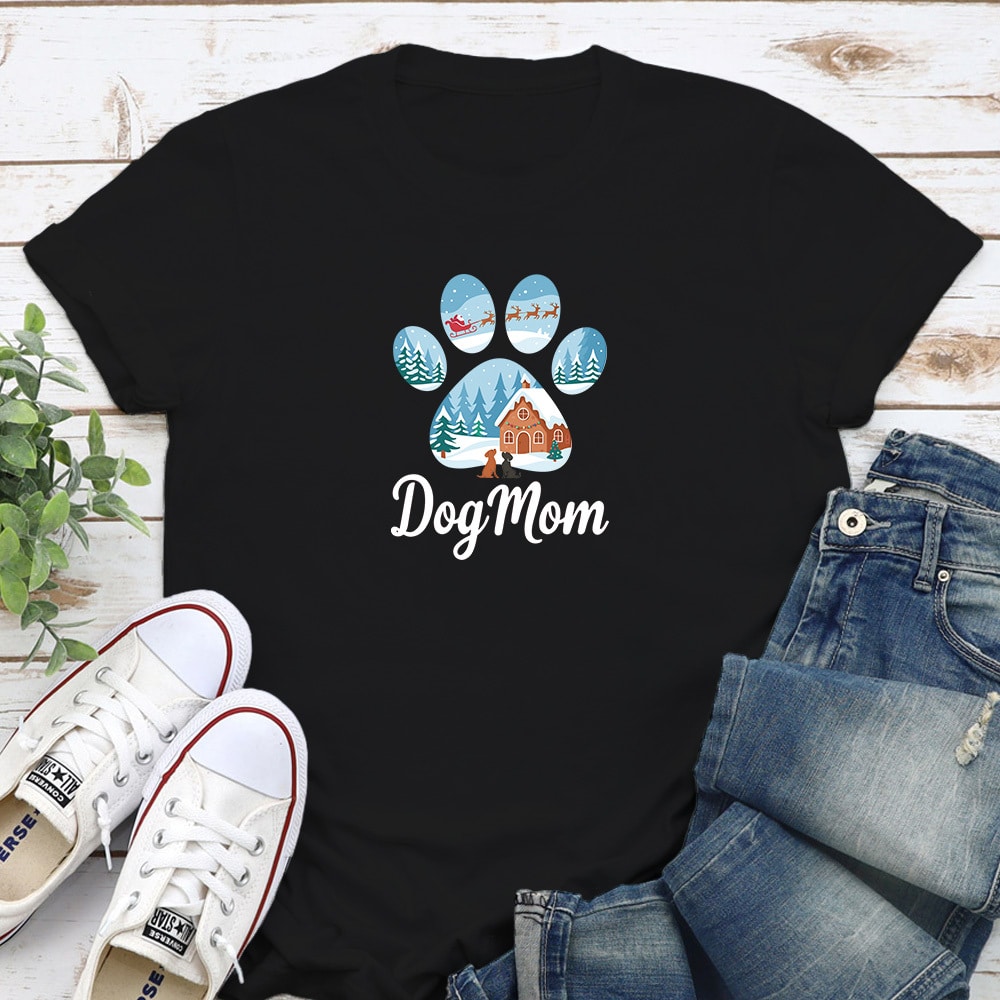 Dog Mom Winter Wonderland Standard Tee Black