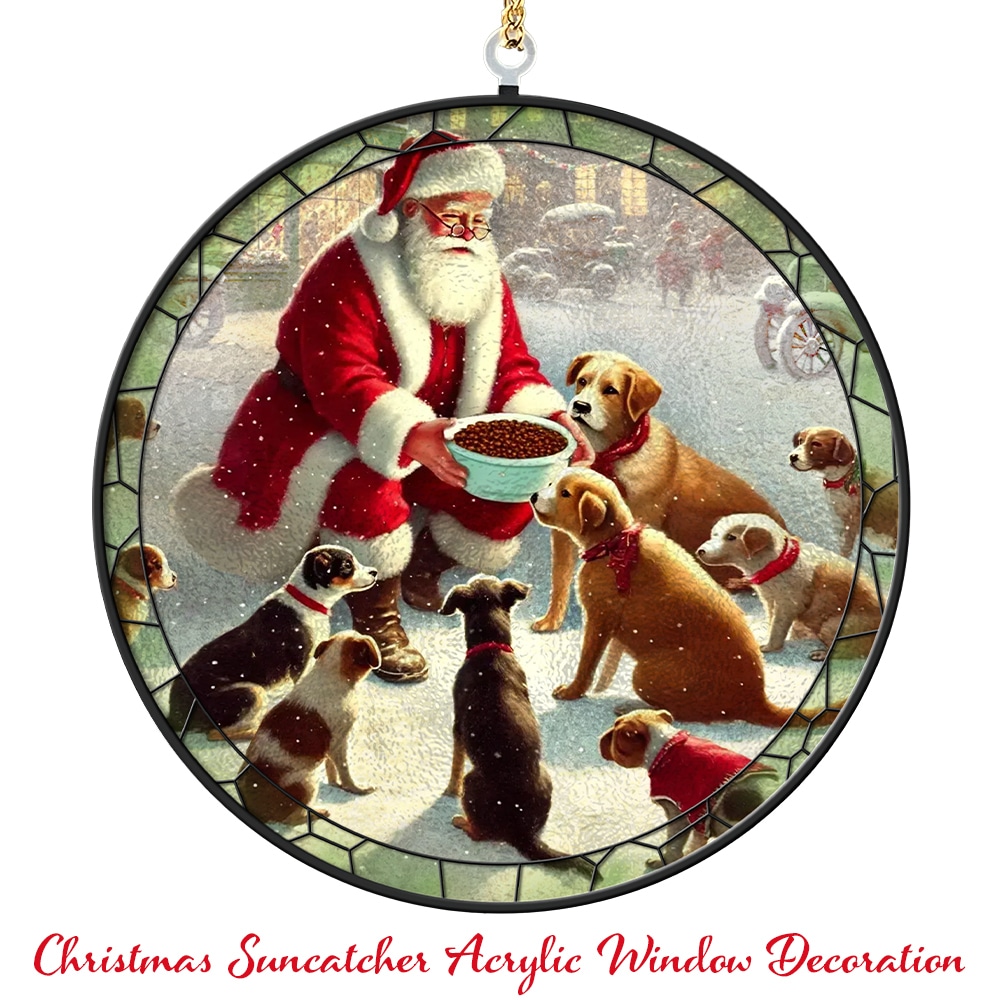 Image of Santa’s Light Of Hope Suncatcher – Handcrafted Acrylic Dog Window Ornament- Helps Feed Hungry Shelter Dogs in Need