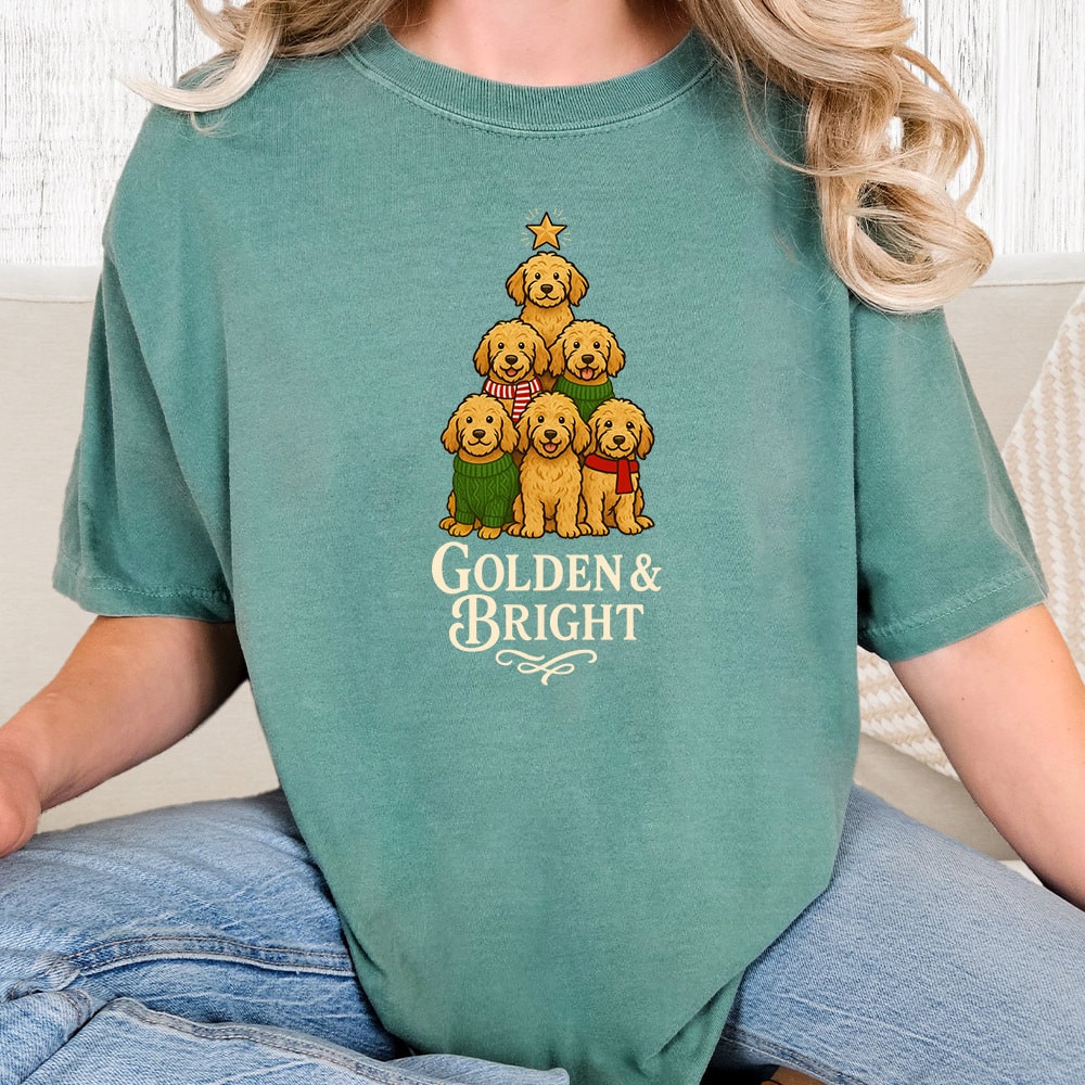 Comfort Colors Golden & Bright Doodle Vintage Washed Tee - Seafoam