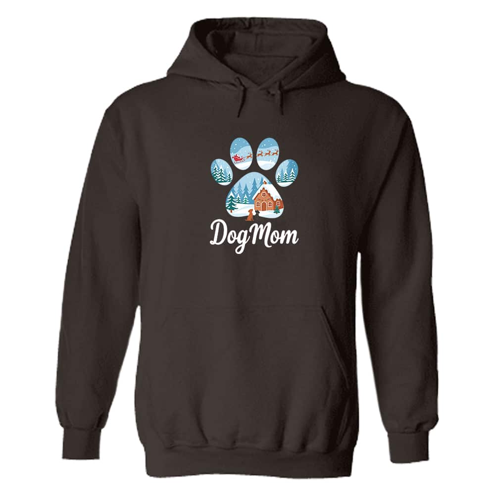 Dog Mom Winter Wonderland Hoodie Brown