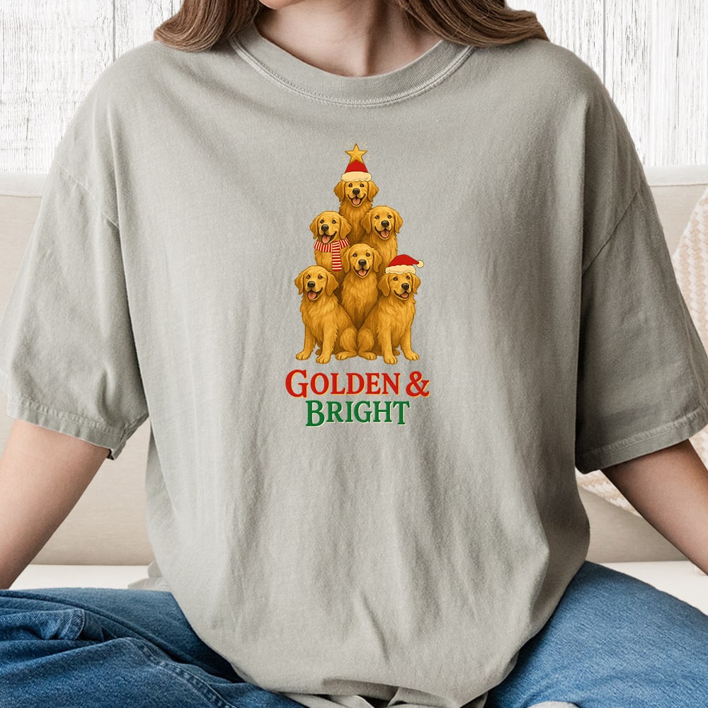 Comfort Colors Golden & Bright Golden Retriever Vintage Washed Tee - Sandstone