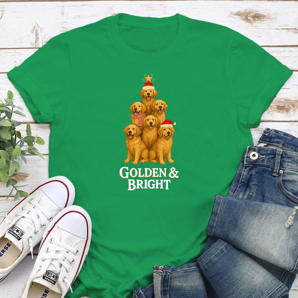 Golden & Bright Golden Retriever Standard Tee Irish Green
