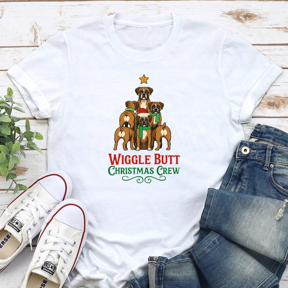 Wiggle Butt Christmas Crew Standard Tee White