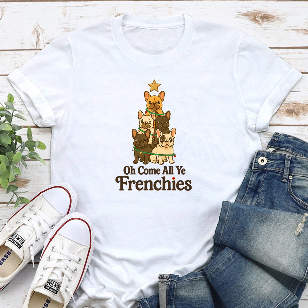 Oh Come All Ye Frenchies Standard Tee White
