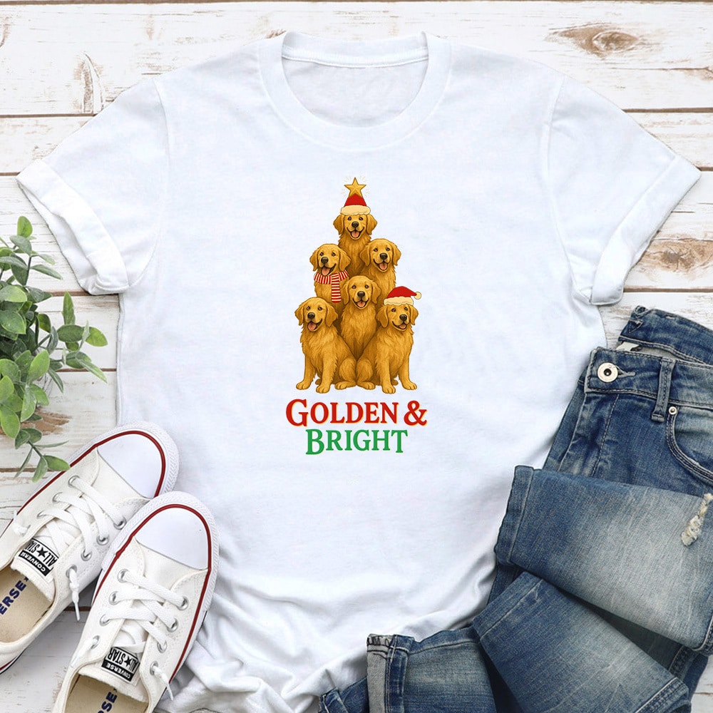 Golden & Bright Golden Retriever Standard Tee White