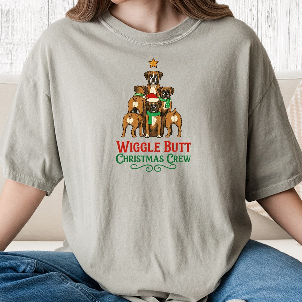 Comfort Colors Wiggle Butt Christmas Crew Vintage Washed Tee - Sandstone