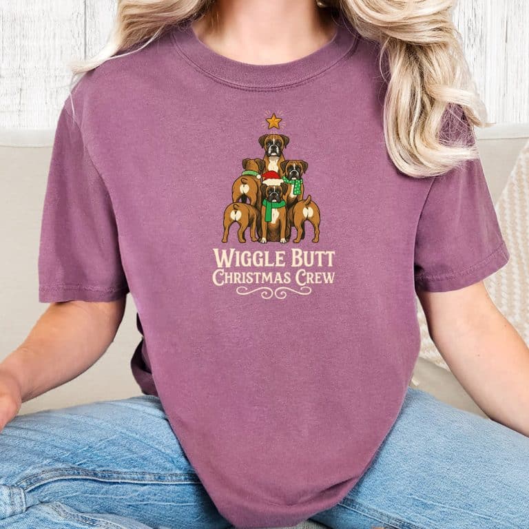 Comfort Colors Wiggle Butt Christmas Crew Vintage Washed Tee - Berry
