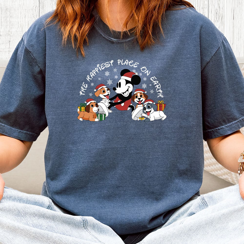 Comfort Colors Happiest Place On Earth Holiday Vintage Washed Tee - Denim