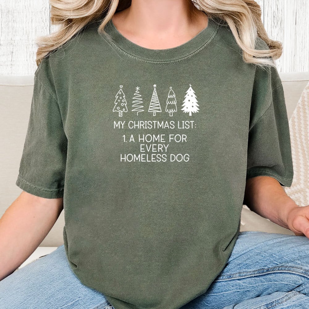Image of Comfort Colors My Christmas List Vintage Washed Tee - Moss