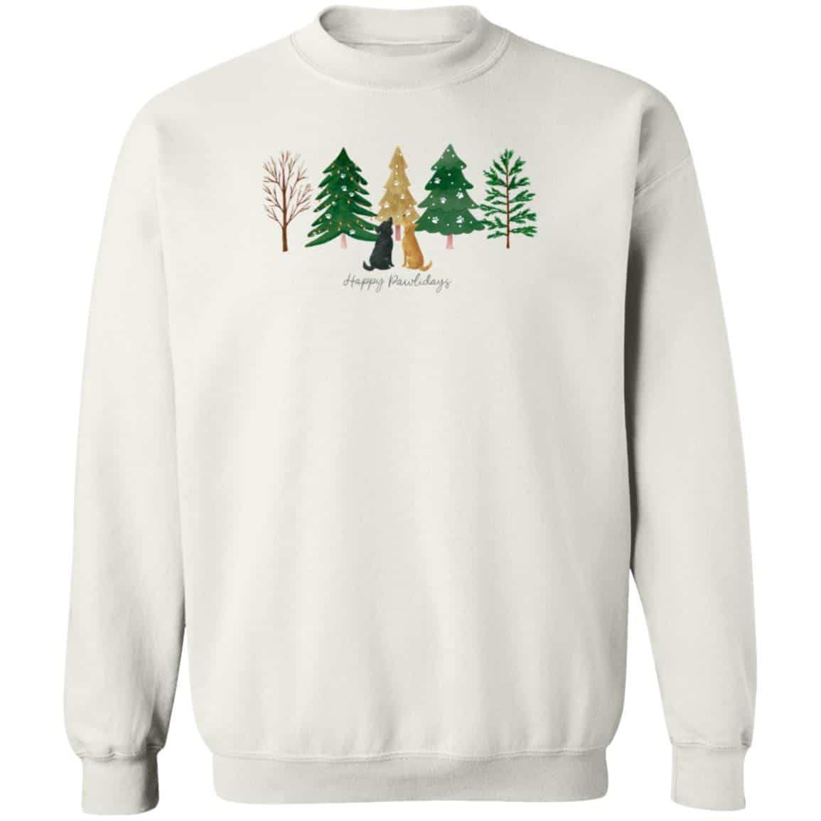 Image of Happy Pawlidays Trees Sweatshirt White