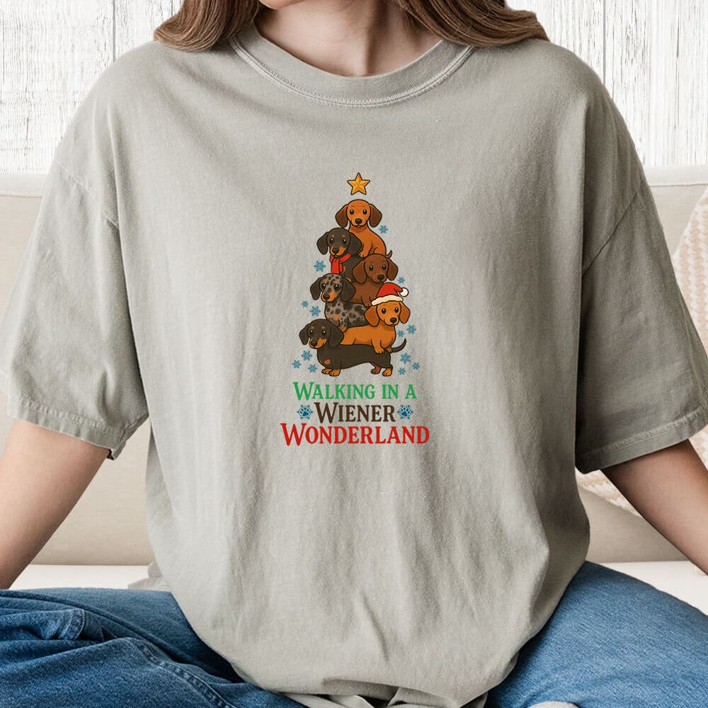 Comfort Colors Walking In A Wiener Wonderland Vintage Washed Tee - Sandstone