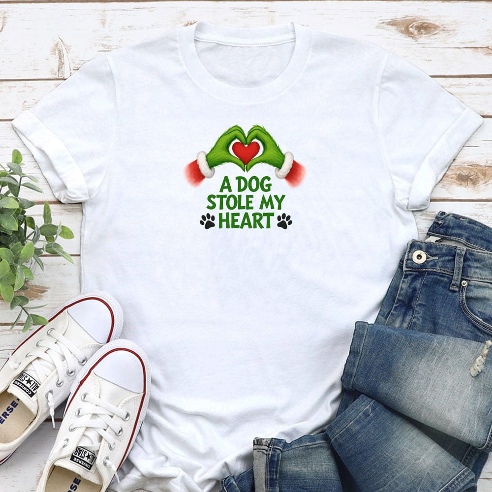 A Dog Stole My Heart Standard Tee White