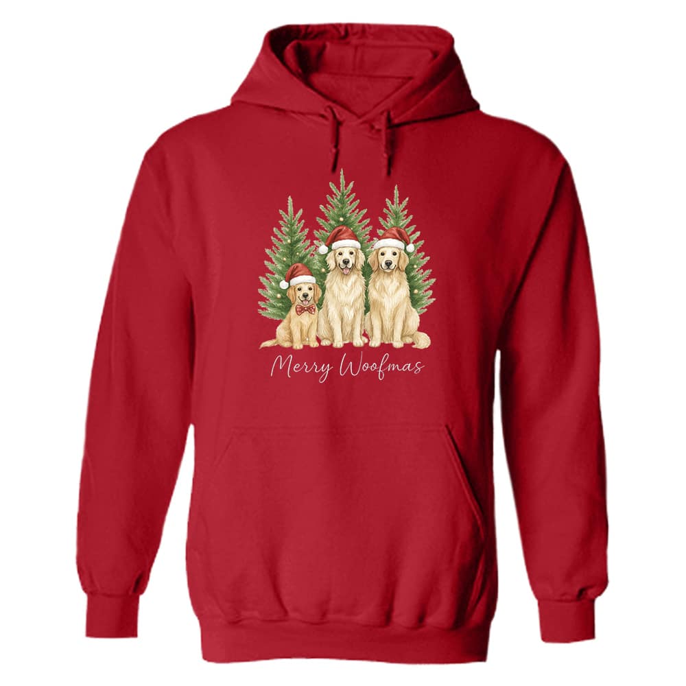 Golden Retriever Merry Woofmas Hoodie Red