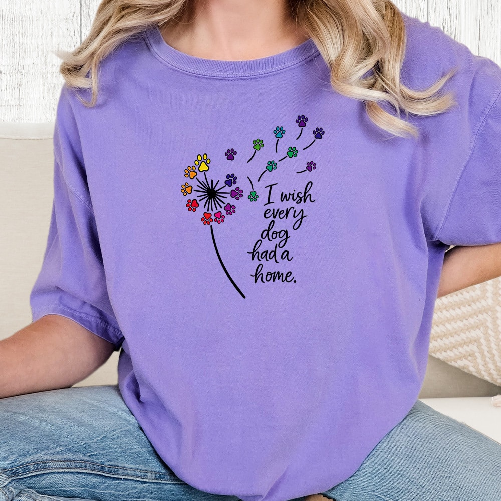 Comfort Colors I Wish Every Dog Had A Home Vintage Washed Tee - Violet