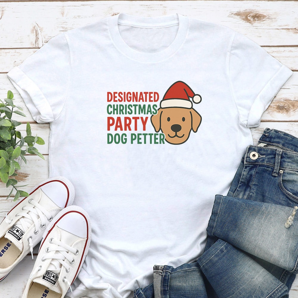 Designated Christmas Party Dog Petter Standard Tee White
