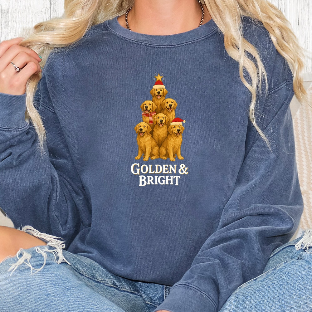 Comfort Colors Golden & Bright Golden Retriever Premium Sweatshirt - Denim