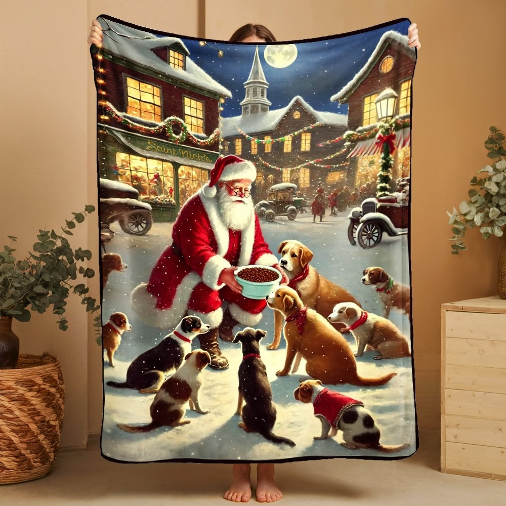 Second Change Movement- Santa's Light Of Hope for Dogs Blanket- Large  60 x 45", Ultra Soft Throw, Home Decor- Helps Feed Hungry Dogs In Need