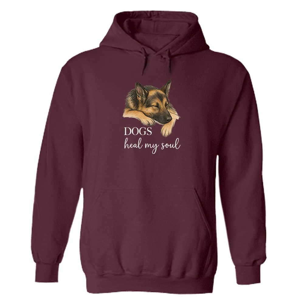 Dogs Heal My Soul - German Shepherd Hoodie Maroon
