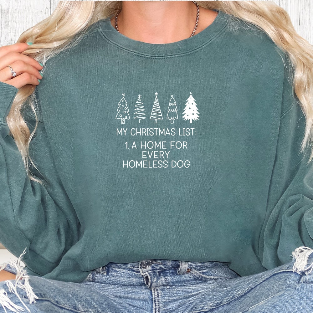 Comfort Colors My Christmas List Premium Sweatshirt - Blue Spruce