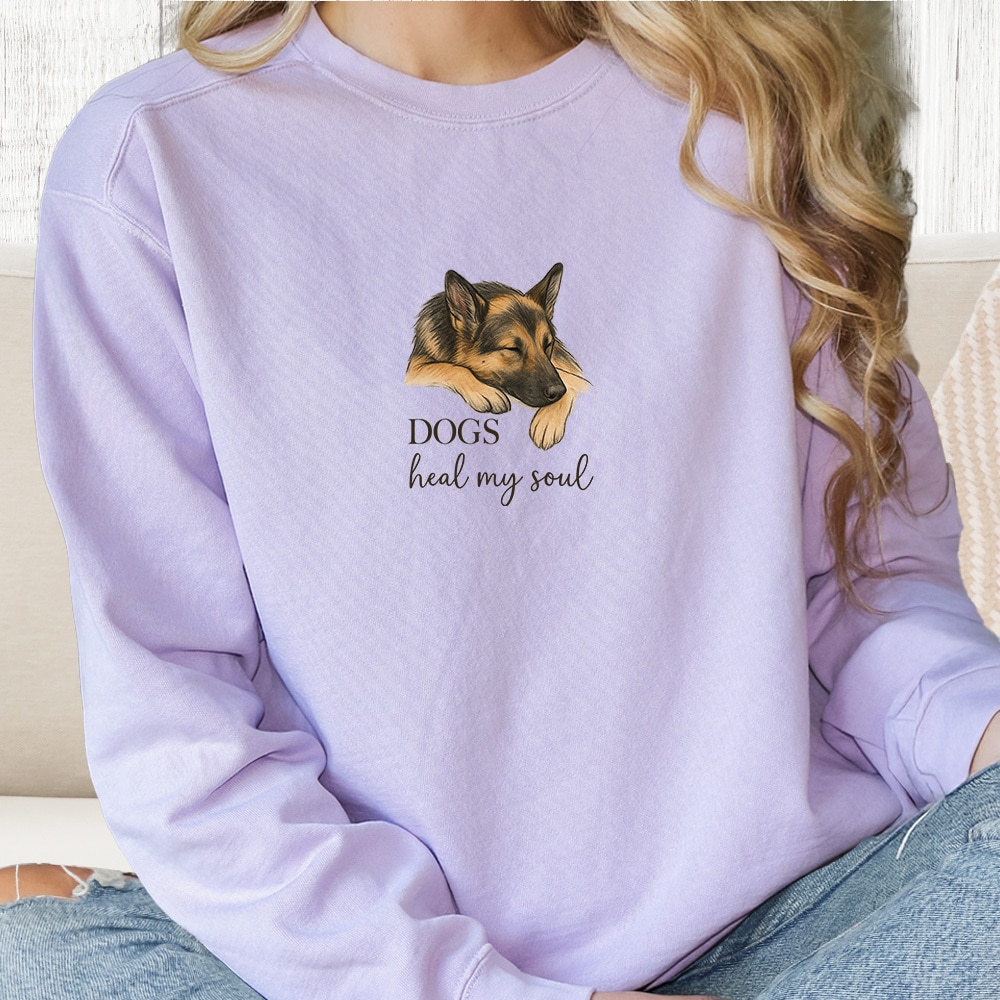 Comfort Colors Dogs Heal My Soul - German Shepherd Premium  Sweatshirt - Orchid