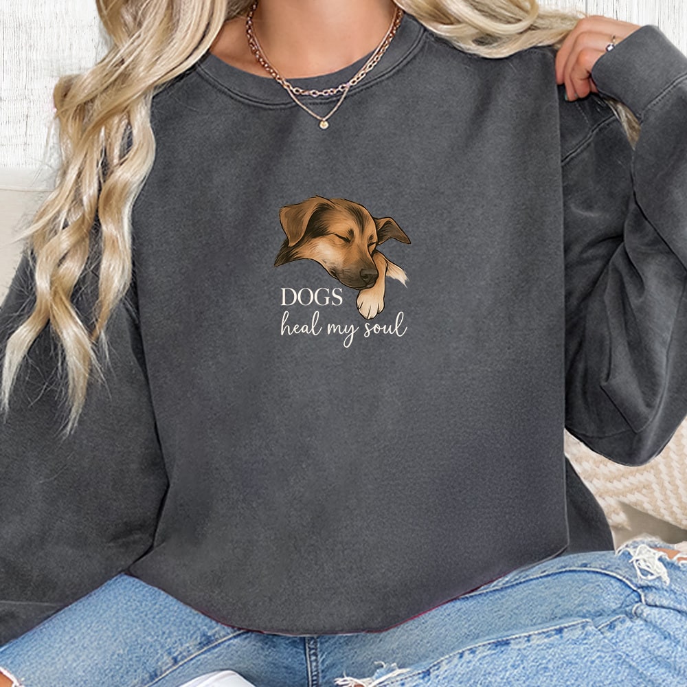 Comfort Colors Dogs Heal My Soul - Shepherd Premium Sweatshirt - Pepper